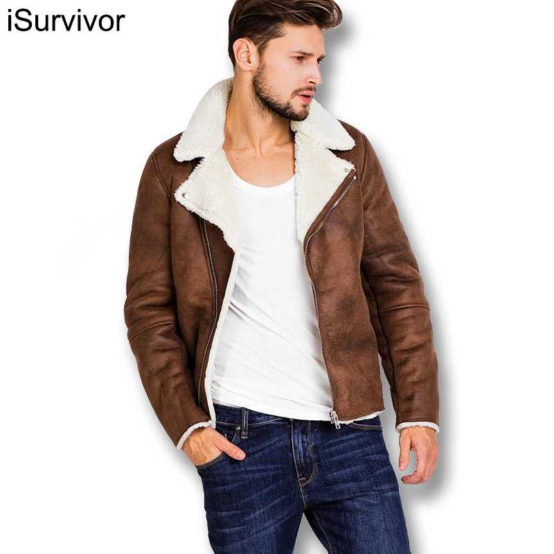 

iSurvivor 2021 Men PU Leather Thick Jackets Coats Jaqueta Masculina Male Casual Fashion Slim Fit Diagonal Zipper Jackets Hombre