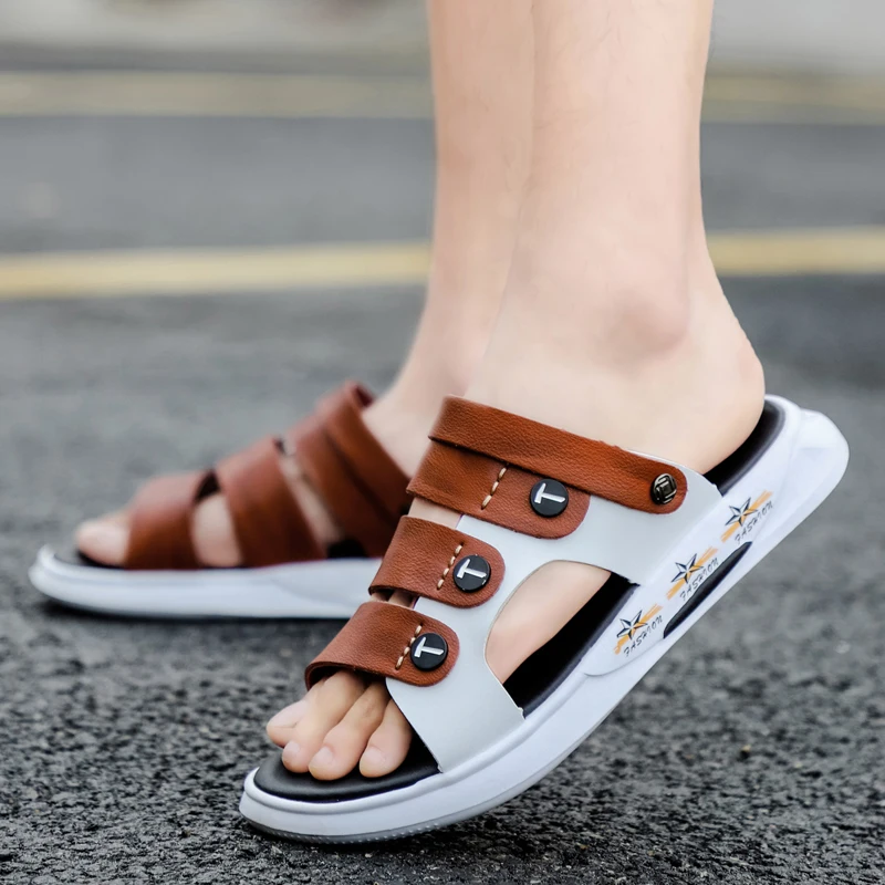 

2021 Men Shoes Sandals Comfortable Mens Outdoor Beach Sandals Soft Flat Platform Male Slippers And Sandals Casual Shoe Men