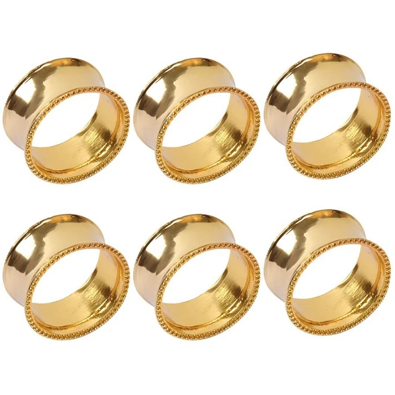 

4 Pieces of Zinc Alloy Beaded Napkin Ring Delicate Napkin Buckle (Gold)