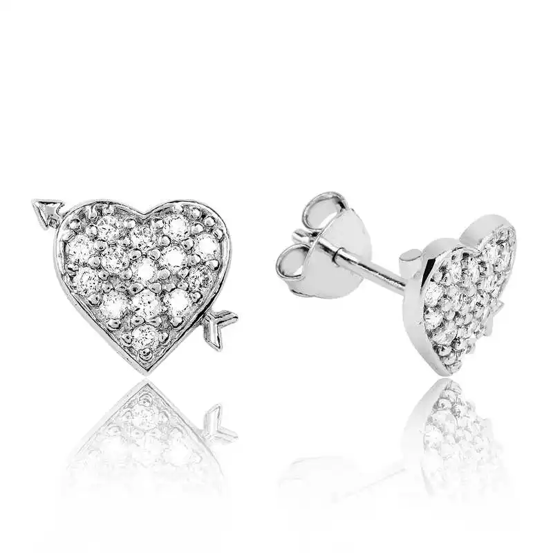 

Silverlina Silver White Heart Womens Earrings