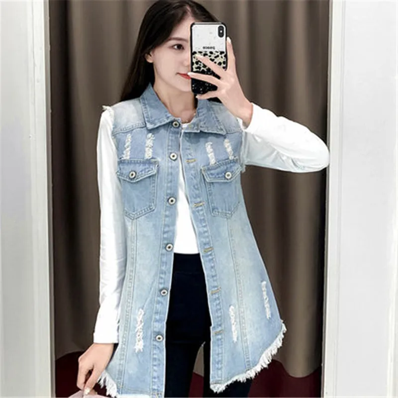 Женская Джинсовая безрукавка модель A672 большого размера 6XL | одежда