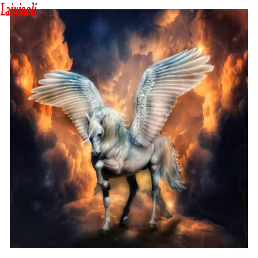 

unicorn Diamond Painting Pegasus Horse Round Drill Full square Diamond Embroidery Mosaic rhinestone paintings Home Decoration