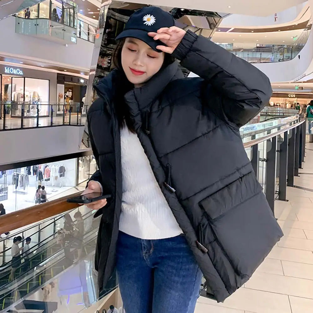 

Yocalor Winter Coat Women 2020 New Fashion Winter Jacket Women Cotton Padded Parka Outwear Hooded Horn Buttons Female Jacket