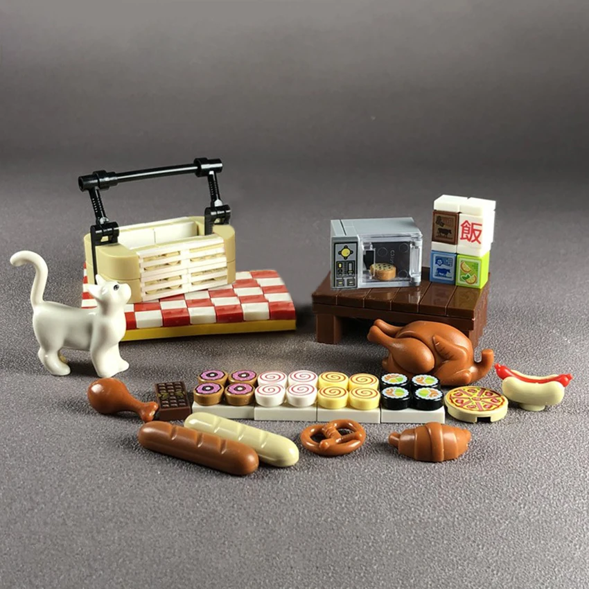 Блок жареная курица еда корзина ковер строительные блоки кирпичики город Street View