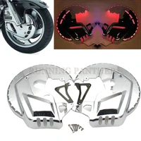 motorcycle accessories chrome brake disc rotors covers with red blue white led light for honda goldwing gl1800 2001 2015 2014