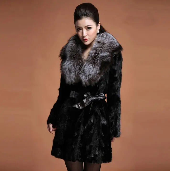 Black fur leather jacket womens warm faux mink fur leather coat women loose jackets winter autumn thicken fashion