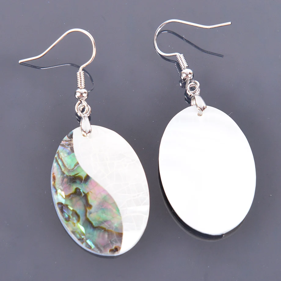 Natural Dangle Hook Earrings Paua Abalone Shell New Zealand Olivary Earring2020 Bead Pendant Women Hanging Fashion Jewelry R447 | Украшения