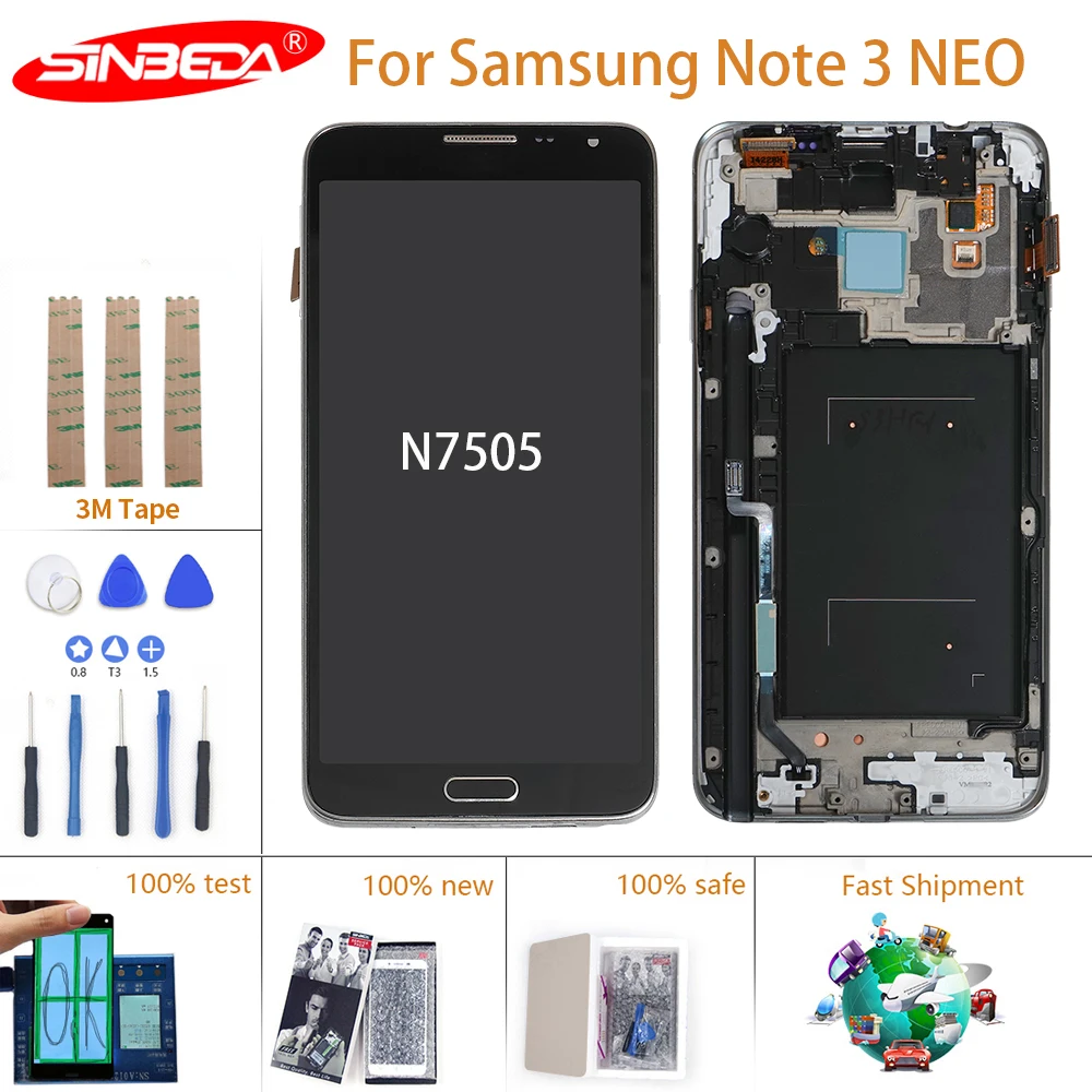 ЖК дисплей AMOLED 5 дюйма для Samsung Galaxy Note 3 NEO Mini Lite N7505 с сенсорным экраном и