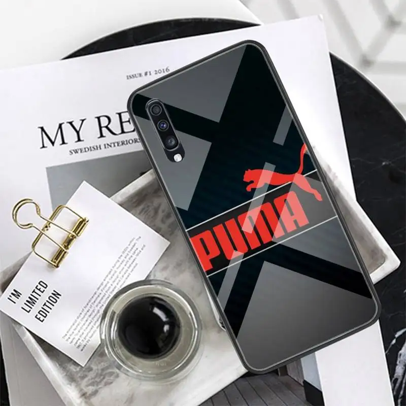 

Sports Luxury Brand Puma Phone Case Glass Coque Fundas For Xiaomi Redmi Note 7 5 4 6 6A Mi 8SE 8 6 Lite Mix 2 2s Note 3 Cover