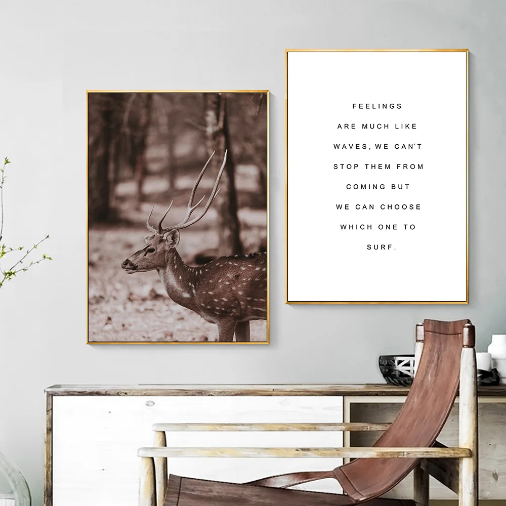 Картина на холсте с изображением пустыни олень Северный плакат Горный пейзаж