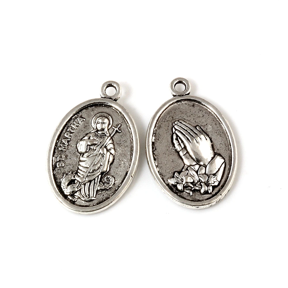 

100Pcs Alloy ST. MARTHA Religion Charms Pendants For Jewelry Making Bracelet Necklace DIY Accessories 16X25.5MM