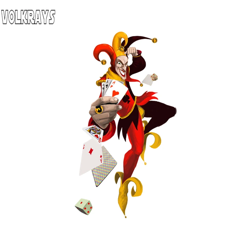 

Забавная Автомобильная наклейка Volkrays, клоун, покер, волшебные аксессуары, царапины, ПВХ наклейка для Passat B6, Lada Vesta, мотоцикла, 8 см * 16 см