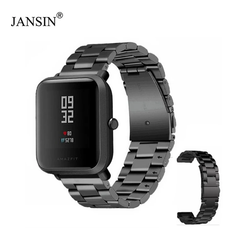 Замена JANSIN металлический ремешок для Xiaomi Huami Amazfit Bip BIT PACE Lite Молодежные Смарт-часы пригоден для ношения на запястье браслет ремешок для часов