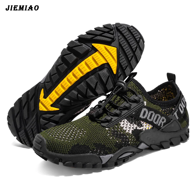 

JIEMIAO Summer Men Hiking Shoes Mesh Breathable Mountain Trekking Shoes Outdoor Anti-skid Men Sneakers Quick-dry Water Shoes