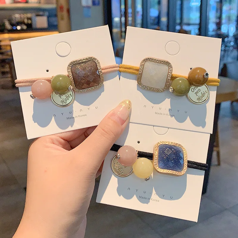 Популярная модная цветная резинка для волос в Корейском стиле с кристаллами