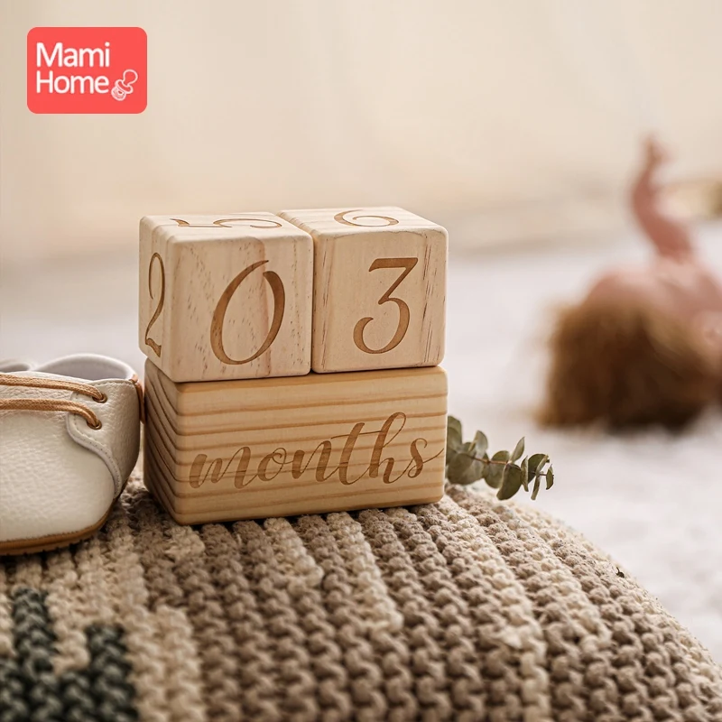

1set Wooden Baby Milestone Cards Block Baby Photography Milestone Wooden Teether Baby Kids Photography Props Toy Newborn Gift