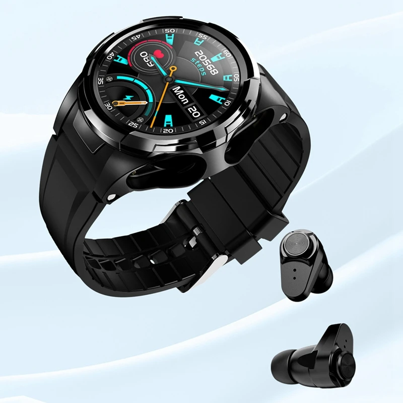 

S02 Watch Round Screen Smart Watch Bluetooth TWS Headset 2 in 1