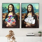 Забавная картина Мона Лиза, постер из туалетной бумаги, Настенная картина, декор для ванной, картина для украшения дома, Модульная картина для гостиной