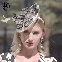 fs 2022 kentucky fascinators for wedding hair cocktail sinamay church hats women fedora lady leopard feather flower headwear