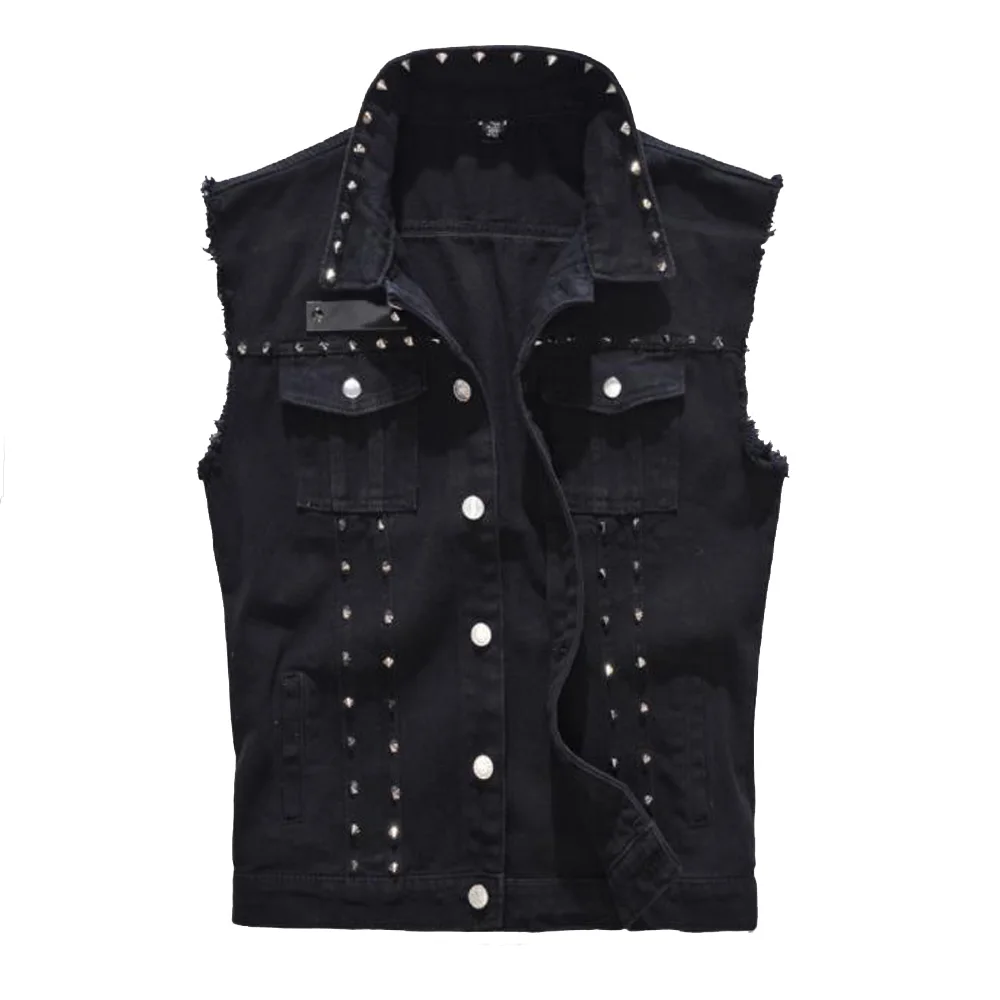 

Мужской джинсовый жилет, черный джинсовый жилет, куртка с лацканами без рукавов, мужские куртки и пальто, мужская куртка