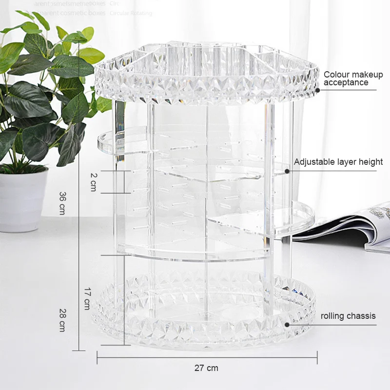 

360 Rotating Crystal Cosmetic Storage Box Multifunction Detachable Makeup Organizer SDF-SHIP