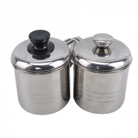1 2l stainless steel oil filter pot leakproof can grease container tank filter residue filter oil pot with strainer oil storage