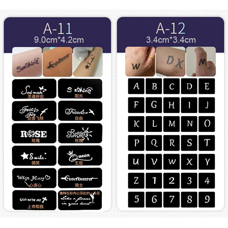 

4pcs Airbrush Glitter Temporary Tattoo Template Paste Drawing Body Hand Art Henna Tattoo Stencil Girl Boy Kids Ins Style Tools