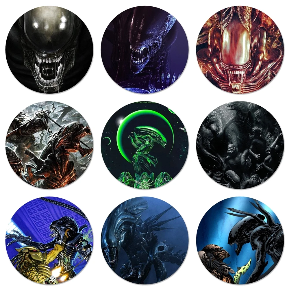 

58mm Xenomorph Aliens predato Icons Pins Badge Decoration Brooches Metal Badges For Clothes Backpack Decoration