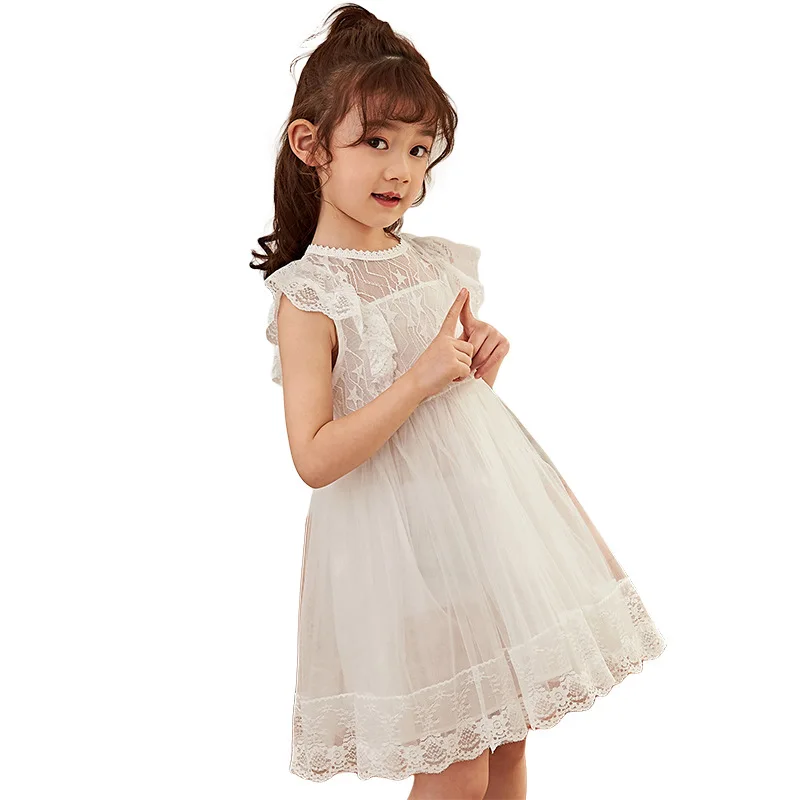 Летняя одежда для девочек 2020 модная детская белое кружевное платье принцессы