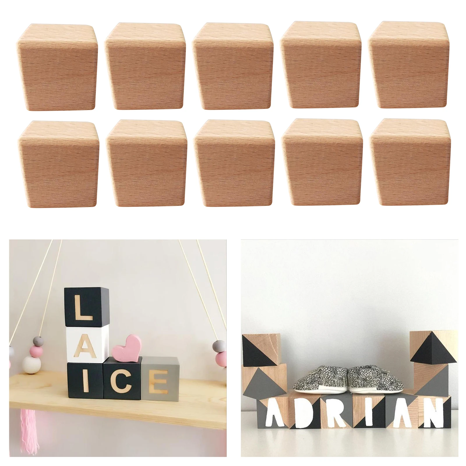 

Natural Wooden Block Children's Toy Construction Cube Math Teaching Aids DIY