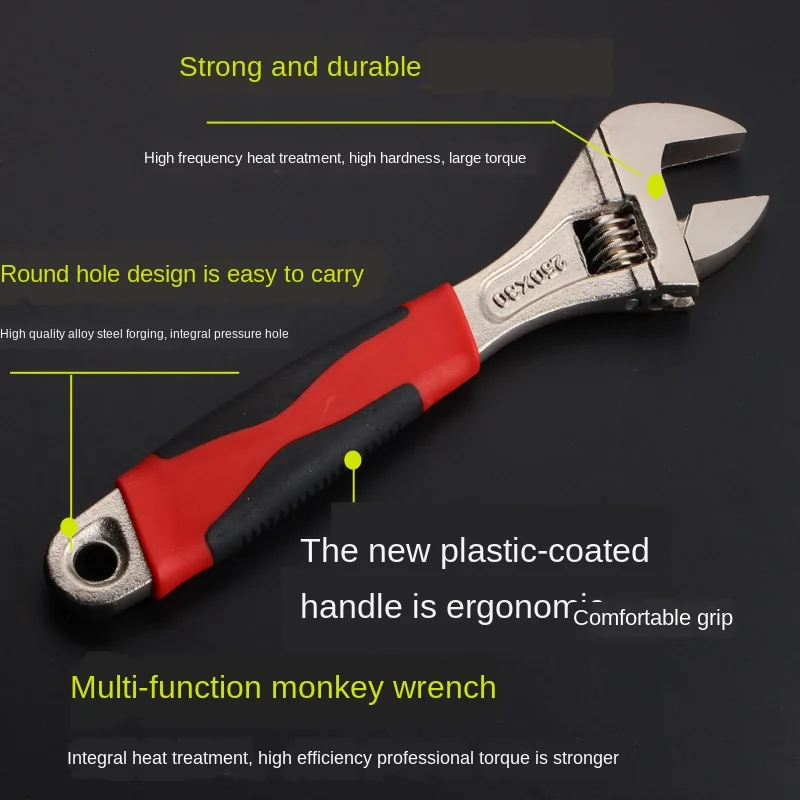 

1pcs Chrome Vanadium Flexible Wrench Set 6" 8" 10"12" Wide Jaws Adjustable Wrench Steel Spanner Set Repair Tool Gear