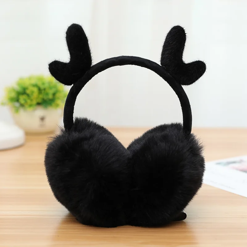 

Deer Christmas Earmuffs Fur Girls Cute Elk Ear Warmers Earmuffs Winter Xmas Headband Earmuff Antlers Women Earwarmers Wool Soft