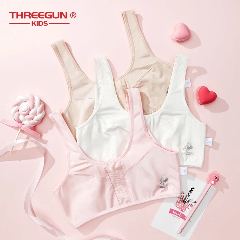 THREEGUN X Disney беспроводной хлопковый тренировочный Бюстгальтер для подростков