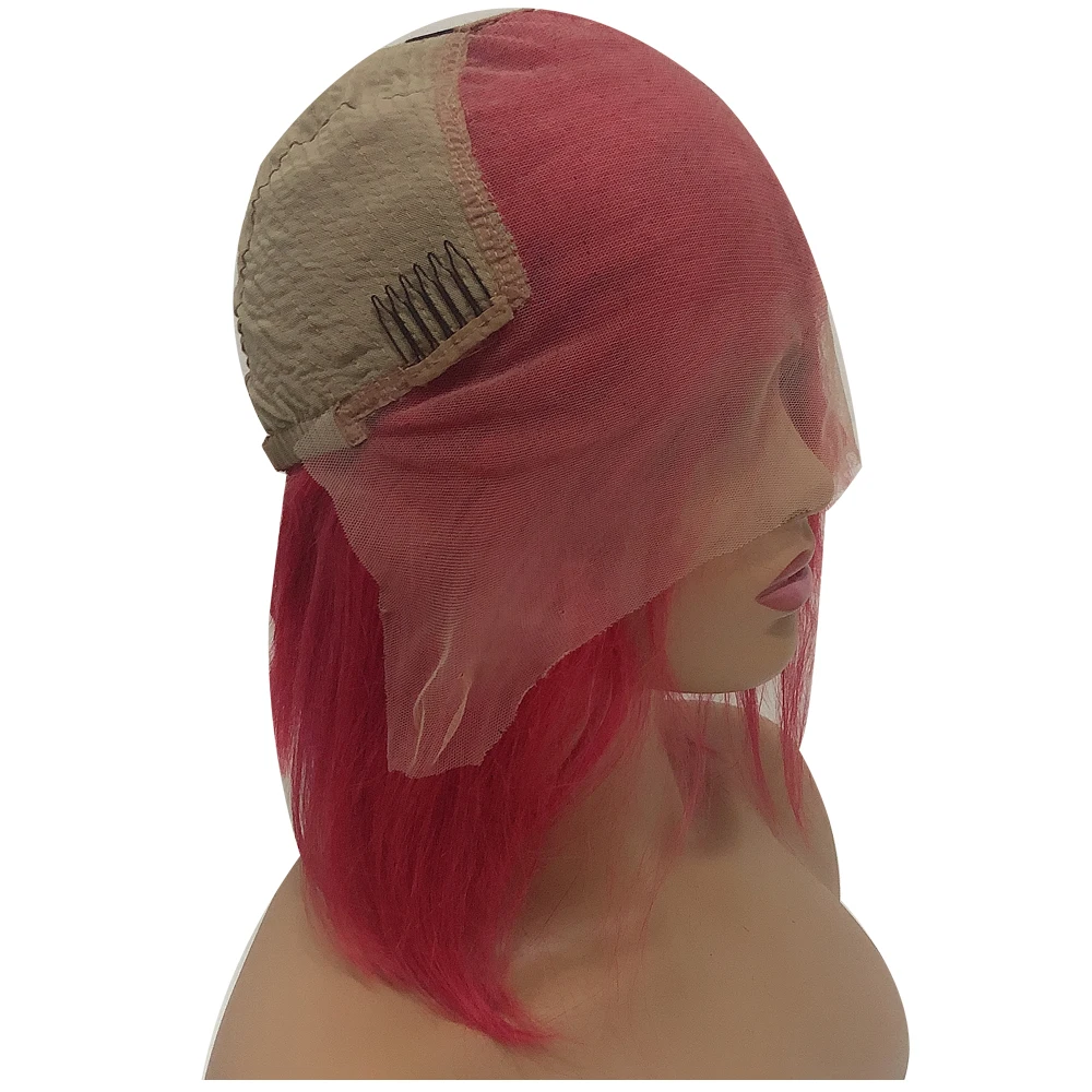 BESFOR Red короткий Боб 13x4 кружевные передние парики человеческие волосы отбеленные