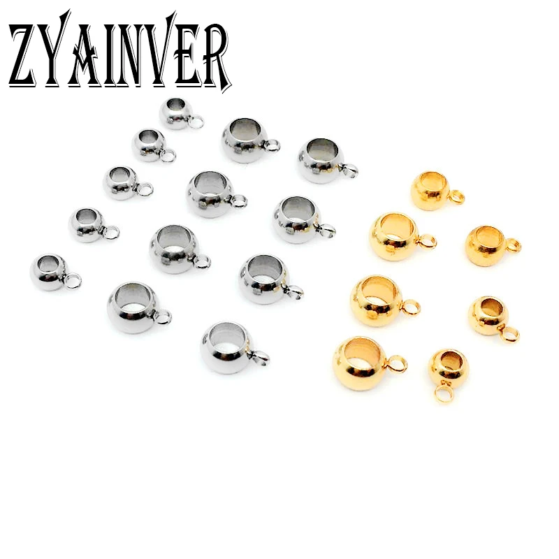 

20pc/lot Stainless Steel Gold Color Connectors Bails Beads Fit European Charm Bracelet Pendants 8mm/6mm Jewelry Making Findings