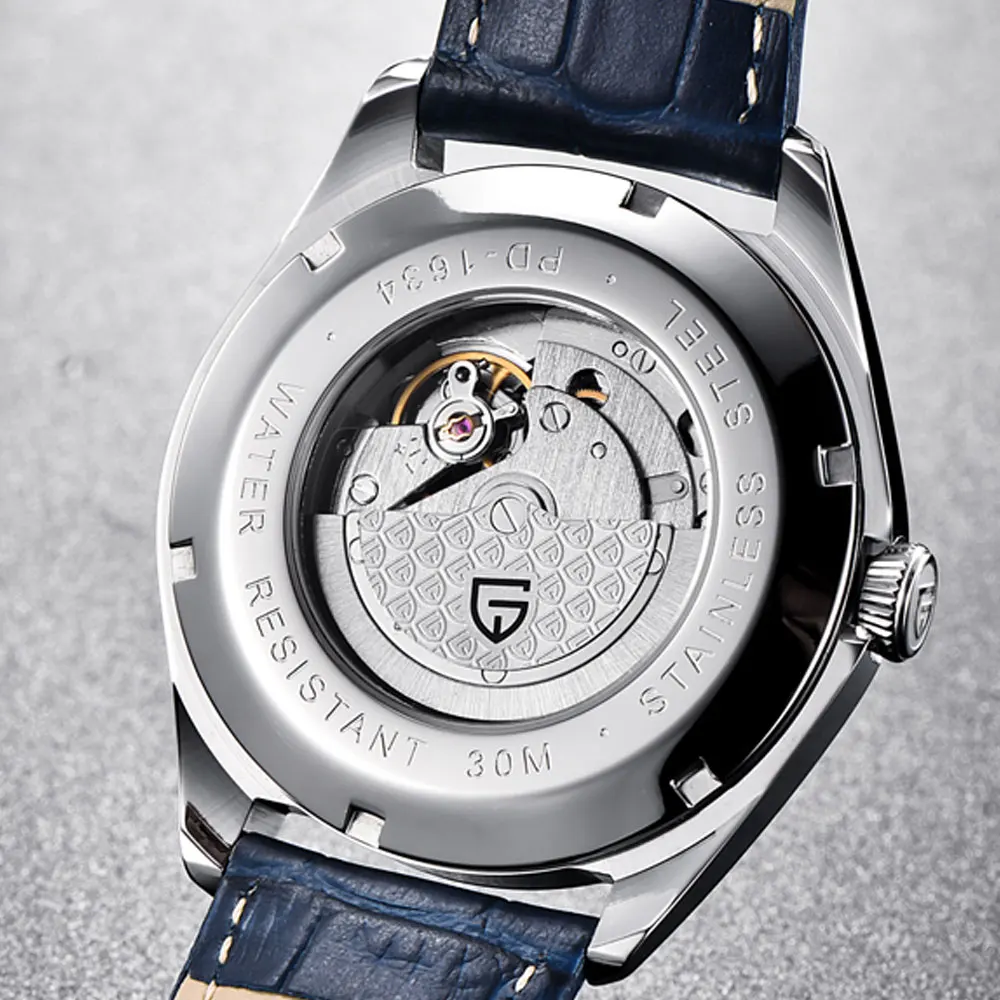 Часы Pagani мужские деловые с синим циферблатом и подсветкой 43 мм|Мужские