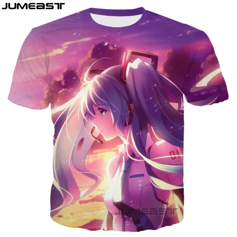 Бренд Jumeast, Мужская/женская футболка с 3D принтом, Аниме Vocaloid Hatsune Miku, короткий рукав, новинка, футболка, спортивный пуловер, летние топы, футболки - Цвет: 01