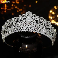heart shapes crowns wedding bridal tiaras 5a zircon full pageant queen headpieces quinceanera headwear cz hair jewelry for women