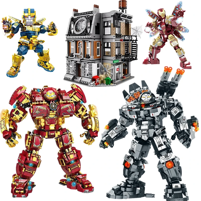 

Marvel Avengers Iron Man Mech Anti-Hulk Armor Doctor Strange Temple Showdown Assembled Building Blocks Children's Toys