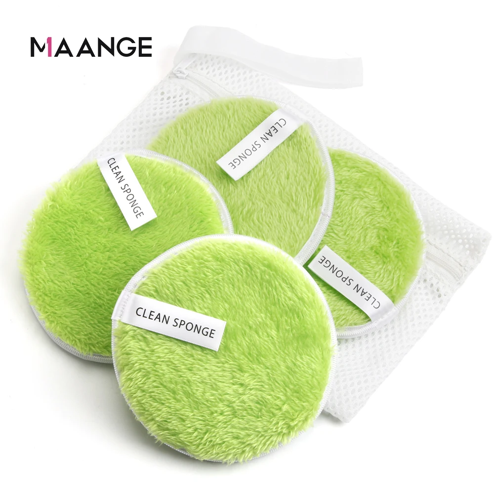 4Pcs Microfiber Makeup Remover Towel With Bag Face Plush Puff Reusable Cleansing Cloth Pads Natural Soft Cleaner Makeup Tools