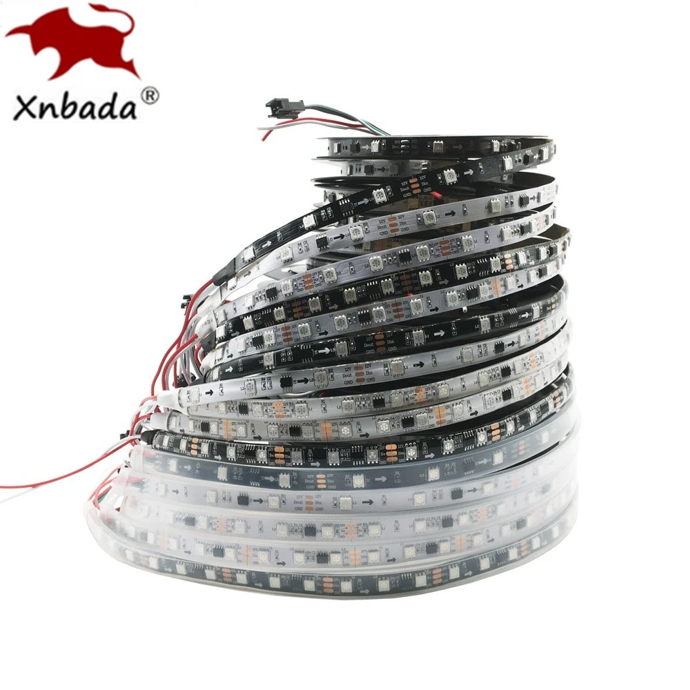 DC12V WS2811 5050 RGB адресуемый светодиодный пиксельный светильник полноцветная светодиодная лента Гибкая цифровая светодиодная лента 1 Ic контроль 3