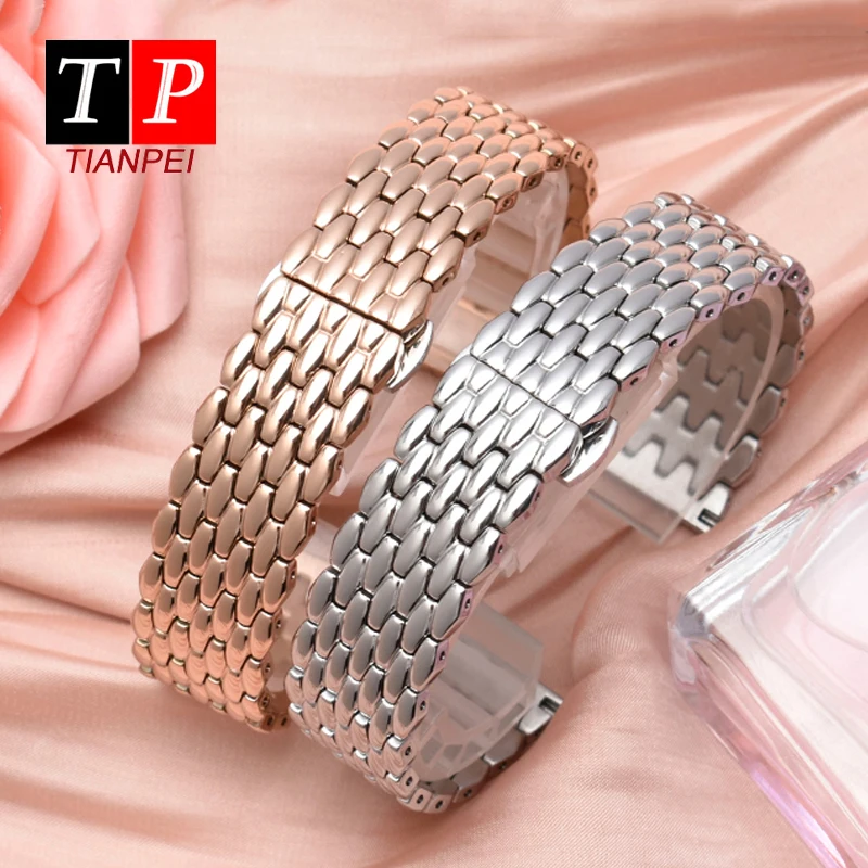 Высококачественный ремешок для часов из тонкой стали кристаллов 16 мм Женский