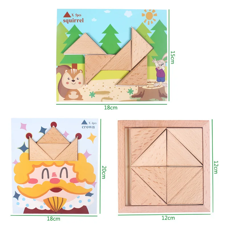 Деревянные объемные головоломки для сортировки и укладки игры Монтессори