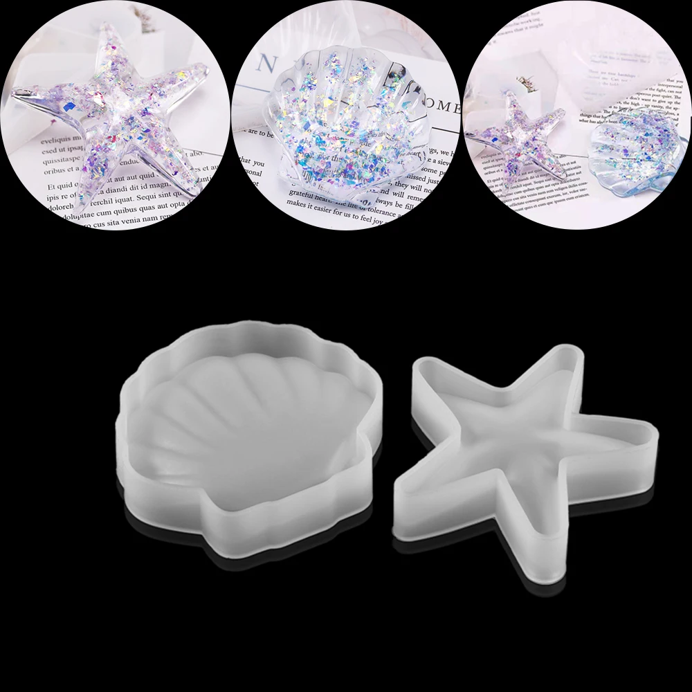 

Transparent Starfish Epoxy Resin Molds Shell Shape Plate Tray Coaster Silicone Molds DIY Soap Dish Casting Making Tool Supplies