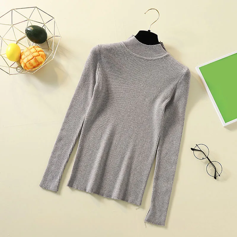 Зимние вязаные женские свитера и невысокая горловина милые корейские пуловеры