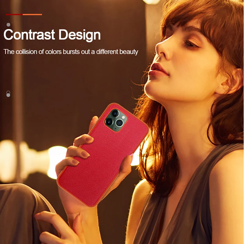 

For IPHONE 11 Pro Max Case Luxury Nylon Fiber Texture Ultra-Thin Anti-Slip Shockproof Back Cover For IPHONE SE 2020 8 7 Case