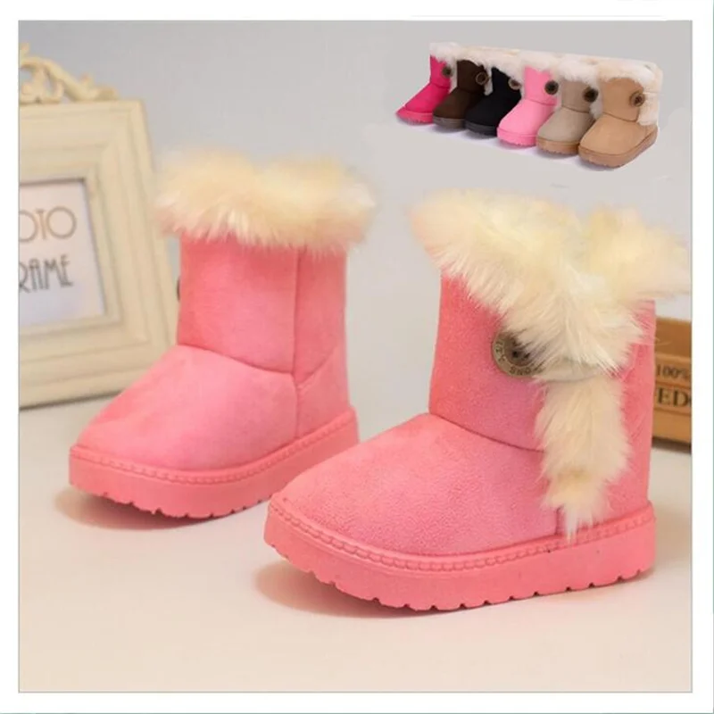 

2021 hot Winter Children Boots Thick Warm Shoes Cotton-Padded Suede Buckle Girls Boots Boys Snow Boots 6 Colors size 21-35