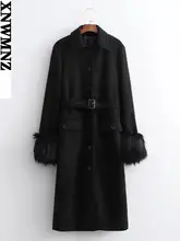 XNWMNZ женское приталенное пальто из смесовой шерсти, женское винтажное модное пальто с воротником с лацканами и длинными рукавами из искусственного меха, зима 2021