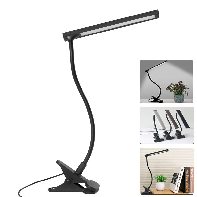 

USB LED Folding Clamp Desk Lamp Eye Protection Rechargeable Table Lamp Clip On Light For Bed Reading Working And Computers