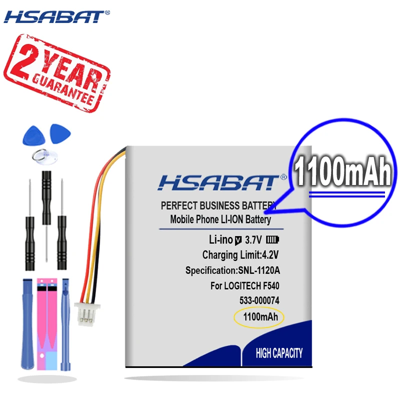 Новое поступление [HSABAT] 1100mAh 533-000074 Сменный аккумулятор для Logitech 981-000257 F540 G930 |